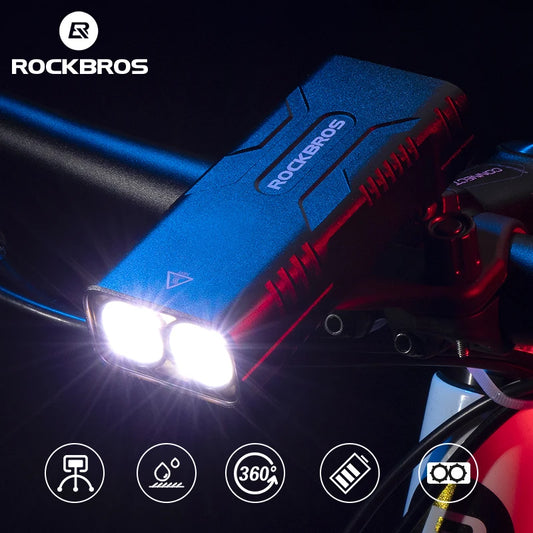 ROCKBROS 2T6 LED Bicycle Light 10W 10000 mAh Bike Front Lamp Flashlight Cycling Equipment MTB Headlight Super Bright Flashlight