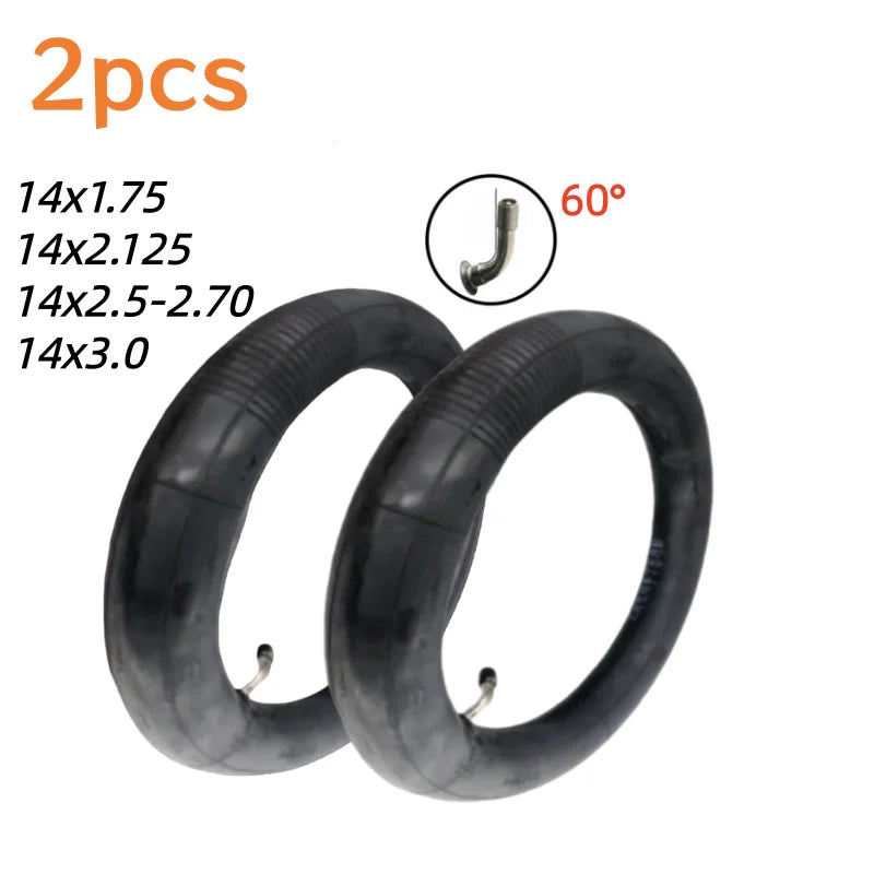 14-Inch Electric Bike Inner Tube – Bent Valve Stem | 14×1.75 to 14×3.0 | Velozzo