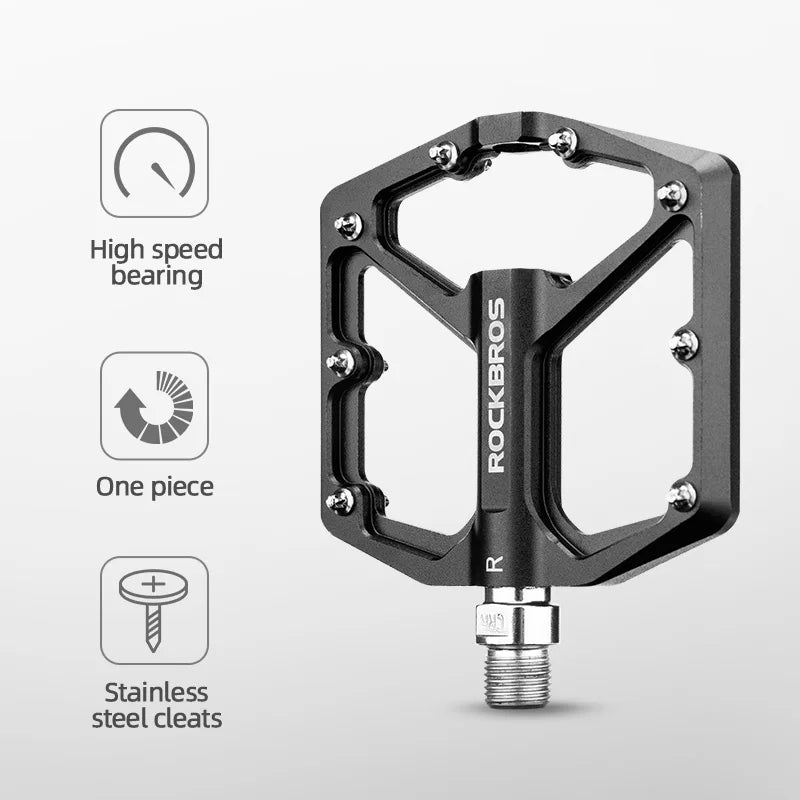ROCKBROS Mountain Road Bike Flat Pedals 9/16" Sealed Bearing CNC Aluminum Alloy