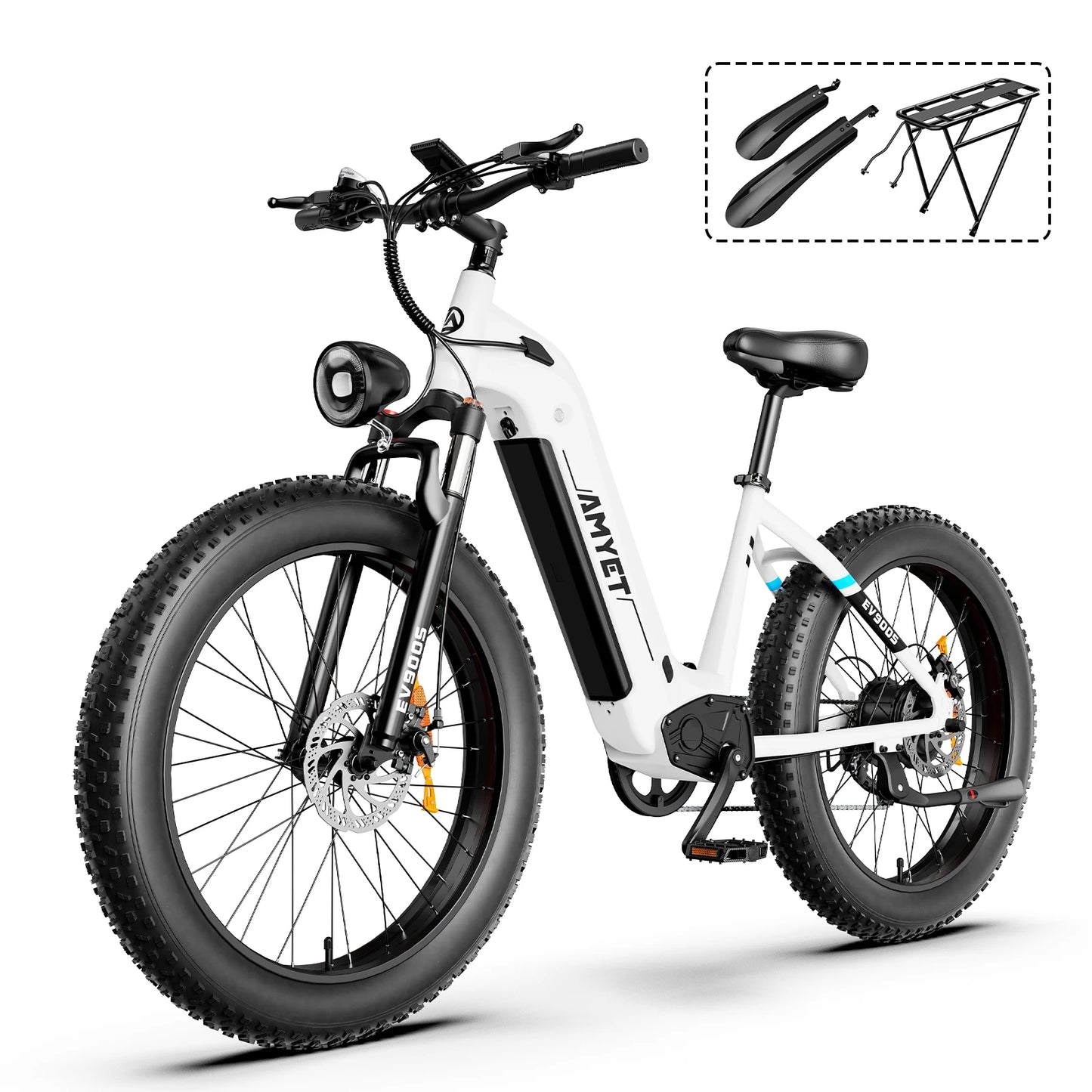 AMYET EV900S Adults Electric Bicycle, Peak 1500W Ebike with 52V/48V 20Ah Removable Battery, 32MPH & 70Miles 7 Speed Electric Bike