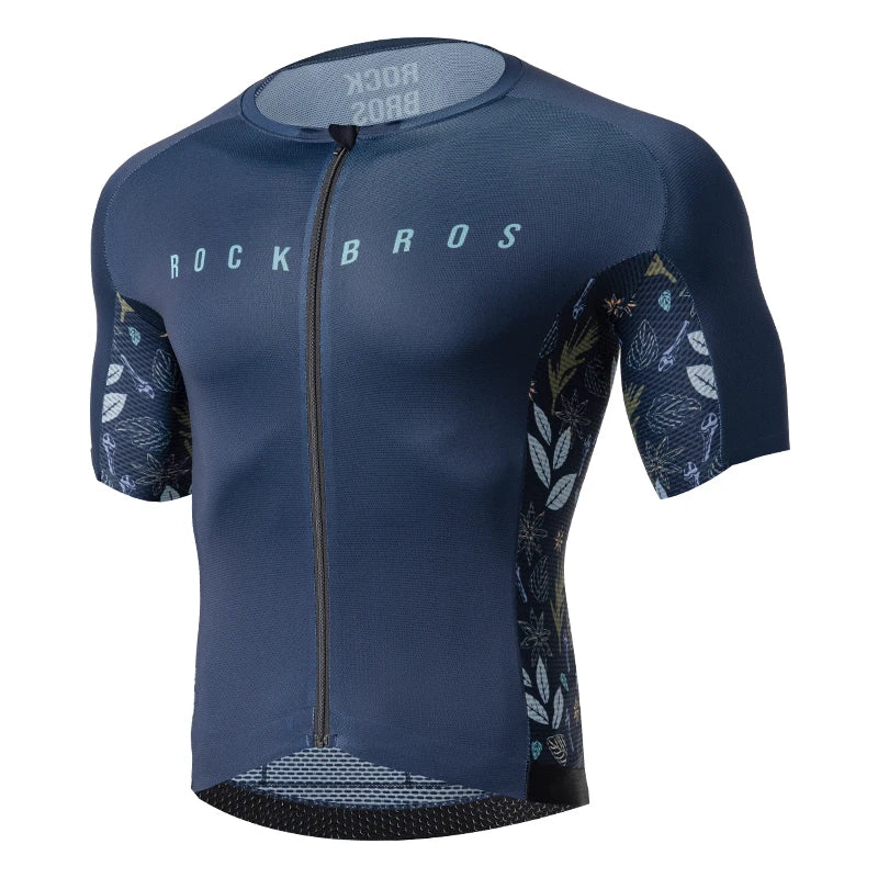 ROCKBROS Men's MTB Cycling Jersey Summer Sportswear Breathable T-Shirt Mountain Bike High-Quality YKK Zipper Short Sleeve GEL Pad