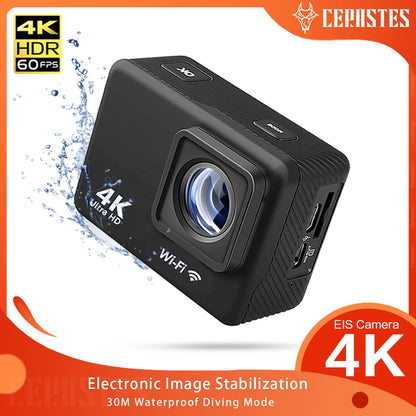 CERASTES Action Camera 4K 60FPS WiFi Anti-shake With Remote Control Screen Waterproof Sport Camera