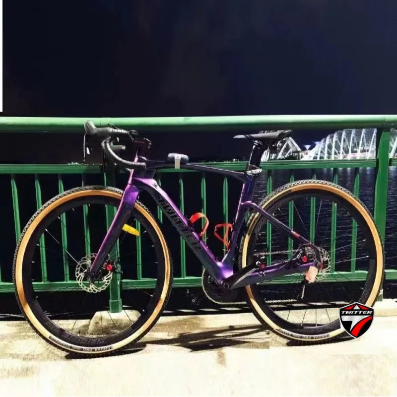 TWITTER GEX-13Speed Carbon Fiber Gravel Road Bike Unisex Hydraulic Disc Brakes Gravel Bicycle 700*40C Wheels EPS Technology 150KG Load Capacity