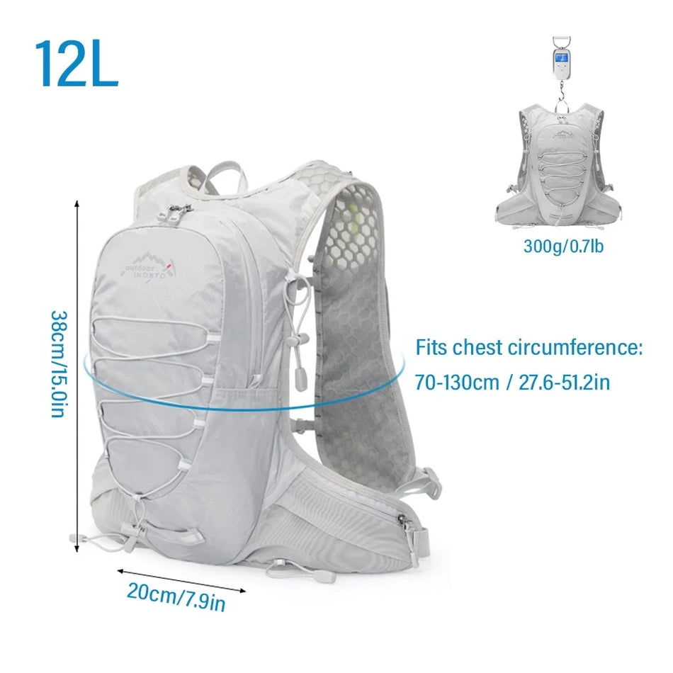 INOXTO 12L Unisex Cycling Hydration Vest Lightweight Running Backpack for Camping Mountaineering - Polyester Riding Pack