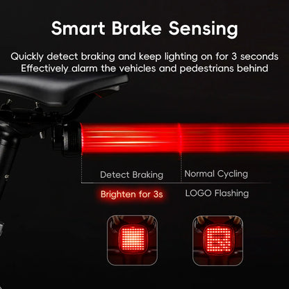 ROCKBROS New Bike Rear Light Mtb Road Smart Brake Sensing Sync Tail Light Ipx6 Waterproof High Quality Rechargeable Rear Lamp