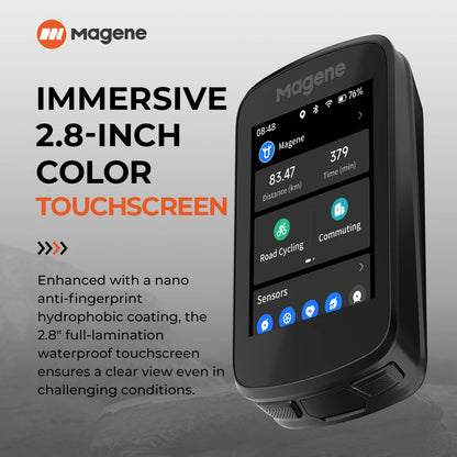 Magene C606 Touchscreen GPS Bike Computer Navigation WiFi Cycle Speedometer Cycling Digital Stopwatch 2.8 Odometer Bluetooth Ant