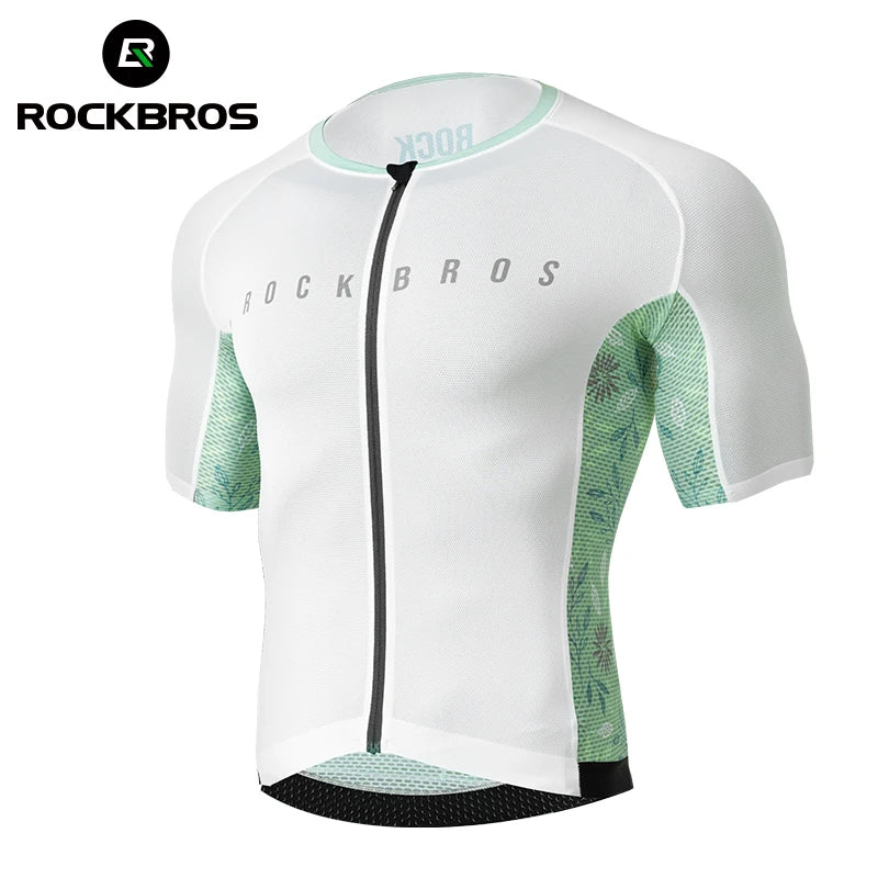 ROCKBROS Men's MTB Cycling Jersey Summer Sportswear Breathable T-Shirt Mountain Bike High-Quality YKK Zipper Short Sleeve GEL Pad