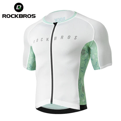 ROCKBROS Men's MTB Cycling Jersey Summer Sportswear Breathable T-Shirt Mountain Bike High-Quality YKK Zipper Short Sleeve GEL Pad