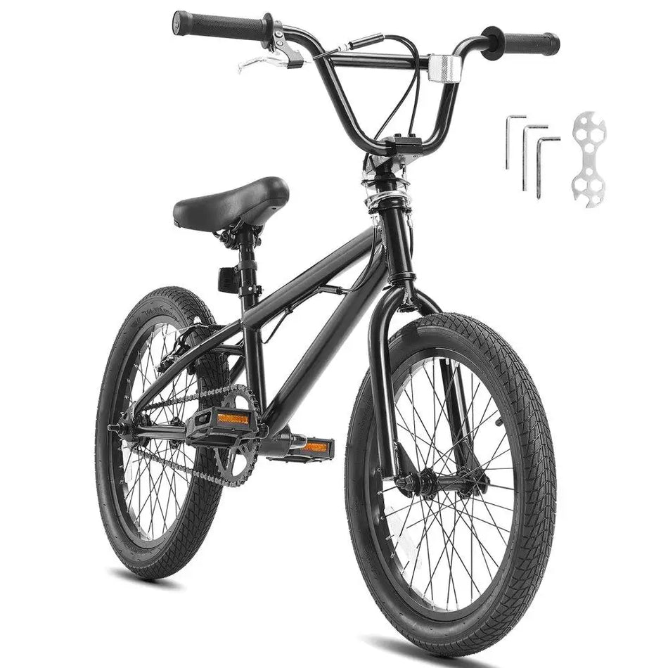 18 Inch BMX Freestyle Bike for Men & Kids - Hi-Ten Steel Frame V Brake/Disc Brake Aluminum Rim Bidirectional Suspension