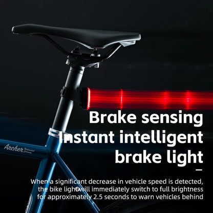 ROCKBROS Bicycle Rear Light Bike Smart Auto Brake Sensing Magnetic Charging lPx7 Waterproof Long Battery Life Versatile Mounting