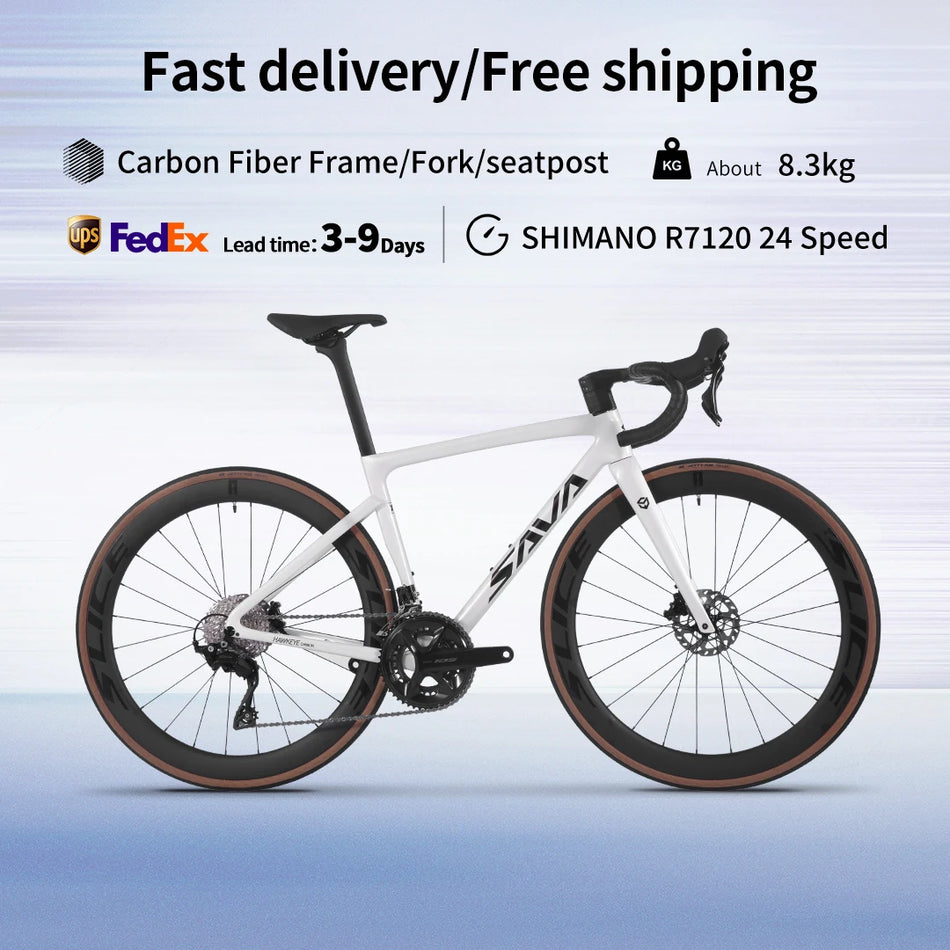 SAVA F20 Carbon Fiber Road Bike, 700C Adult Racing Bike, UCI Certified, CE Standard, Equipped with SHIMANO R7120 24-Speed Groups