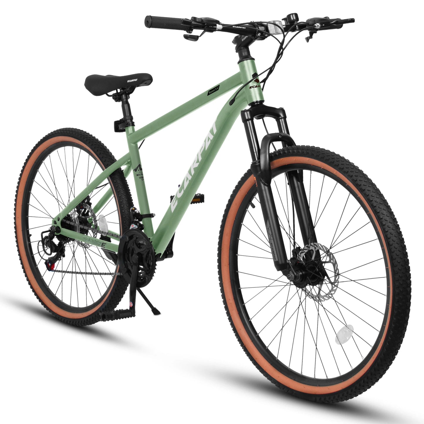 Ecarpat Mountain Bike 24 Inch Wheel, 21-Speed 15" Steel Frame, Mens Womens Trail Commuter City Mountain Bikes Bicycle Disc Brake