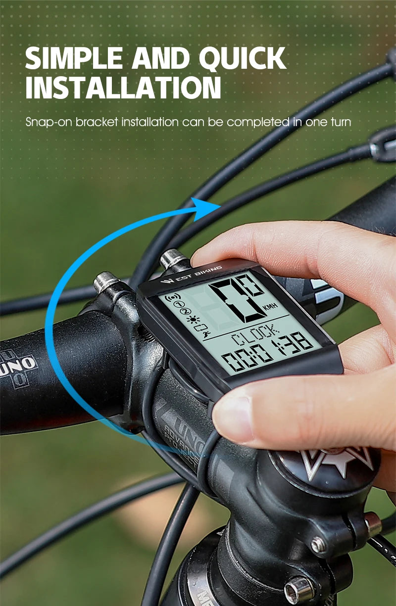 5 Language Waterproof Bicycle Computer Wireless Wired Cycling Odometer Auto Wake & Sleep Bike Speedometer LED Screen Stopwatch