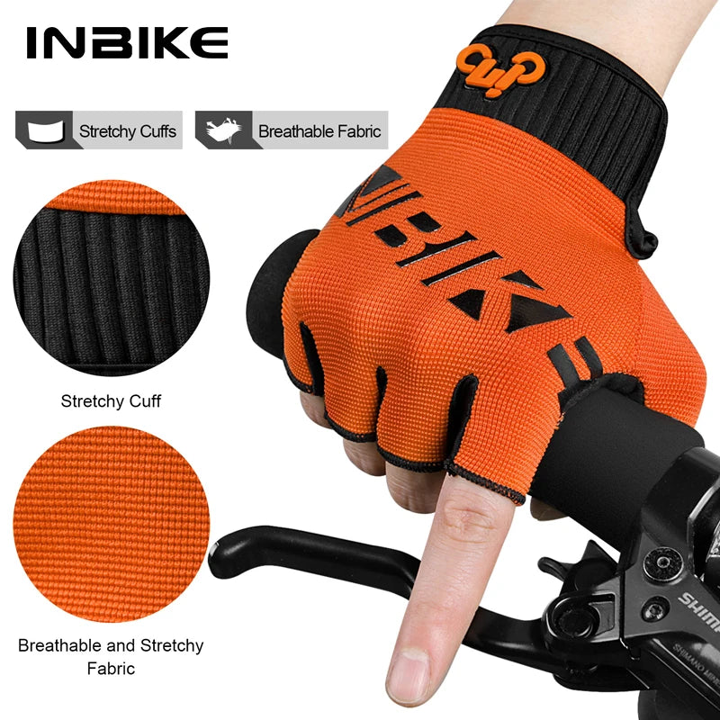 INBIKE Shockproof Cycling Gloves for Men And Women Breathable Anti-Slip Summer MTB Road Bike Gloves with Thickened Pad Outdoor Sports