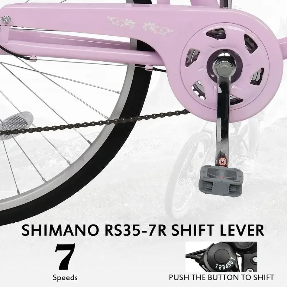 26" 7-Speed Beach Cruiser Bike for Adults – High-Carbon Steel Frame