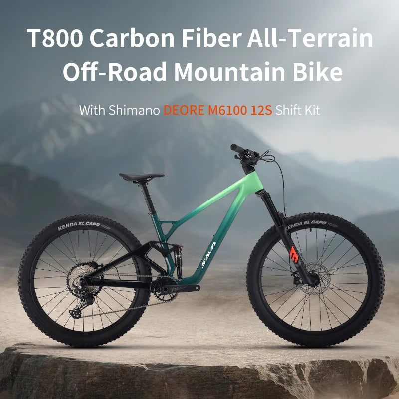 SAVA 2025 New TITAN612 Pro All Terrain Carbon Fiber Mountain Bike with Hydraulic Disc Brakes Off-Road Softtail Mountain Bike