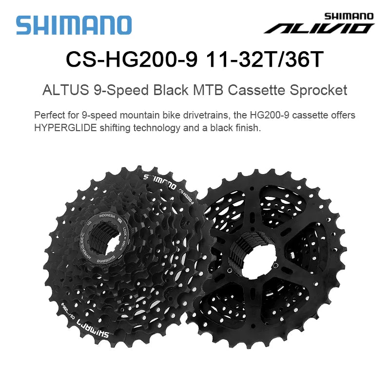 Shimano HG200 9 SP / 11-32T / 11-36T MTB Mountain Bike  Cassette