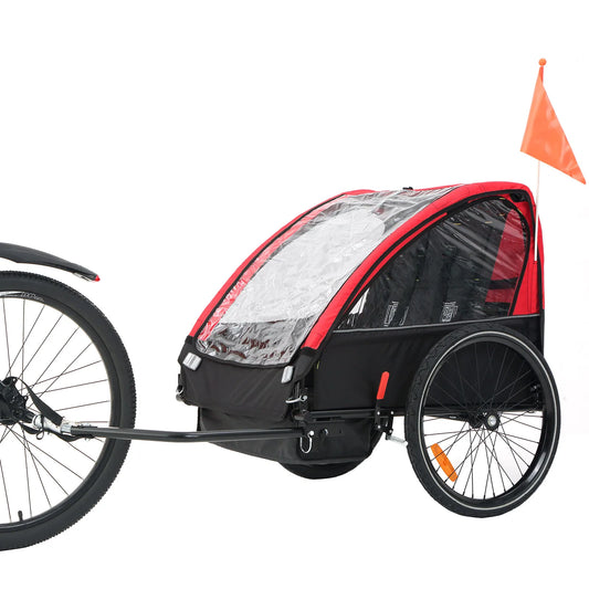 Fiximaster Bike Baby Trailer 1 or 2 12+ Months Kids Quick Attach to Bike with 5-Point Harness and Storage Bags 2 Wheels Riding Trailer