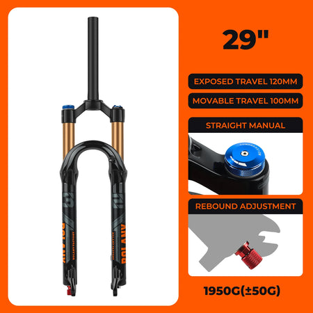 BOLANY MTB Air Suspension Fork 120mm Travel 27.5/29’’ Lightweight Magnesium Alloy Quick Release Front Fork - 29 Damping