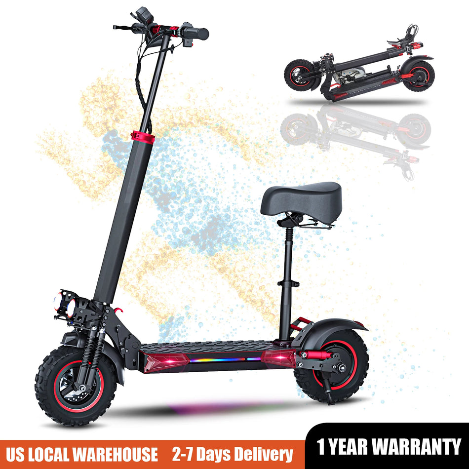 FREEBOY 1200W Electric Scooter with Seat Foldable Unisex 48V 21Ah Battery Dual Suspension 11'' Off-road Tires for Commuting