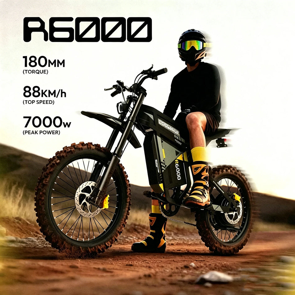 COSWHEEL R6000 Electric Dirt Bike – 7000W Peak Motor, 60V 30Ah Battery & 80-Mile Range