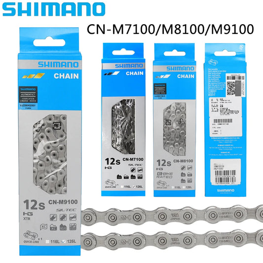 SHIMANO 12-Speed HG Hyperglide MTB Bike Chain Compatible with M7100 M8100 M9100 Models 116L 126L Quick-Link Original Bicycle Part