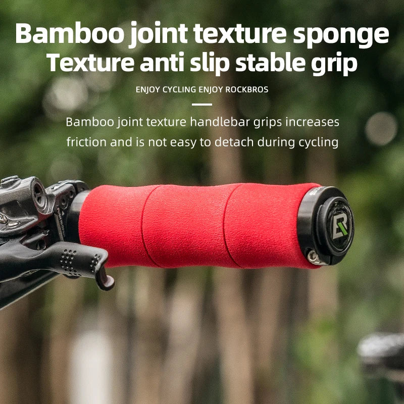 ROCKBROS Bamboo Joint Handlebar Grips EVA material and Aluminum alloy double lock ring