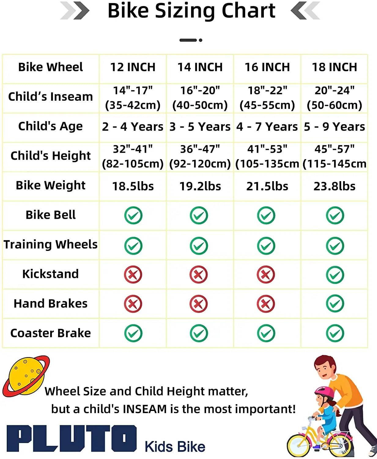 JOYSTAR Pluto Kids Bike for 2-13 Year Old Boys & Girls with Training Wheels