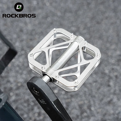 ROCKBROS Titanium Alloy Bike Pedals Ultralight Anti-slip Wide Pedal MTB Road Bike Stainless Steel Nails Cycling Accessories