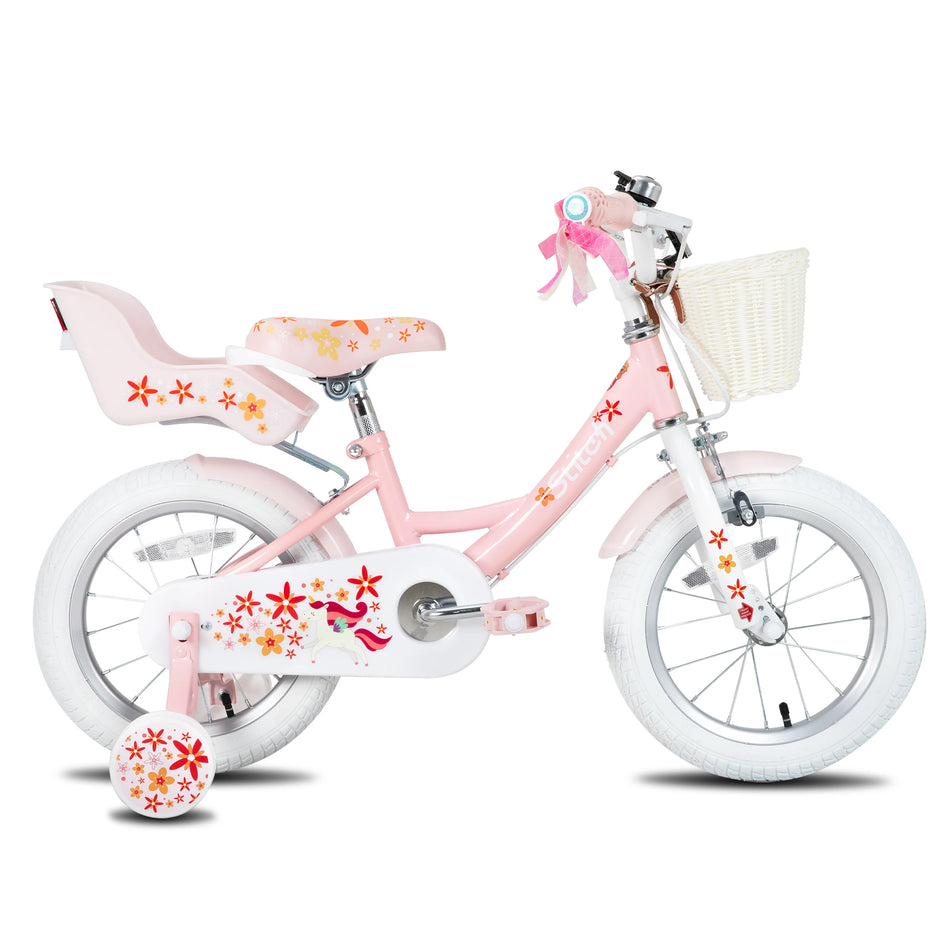 JOYSTAR Girls Bike for 2-9 Years Old Kids, 12 14 16 18 Inch Kids Bike with Training Wheels, Streamers, Basket and Doll Seat