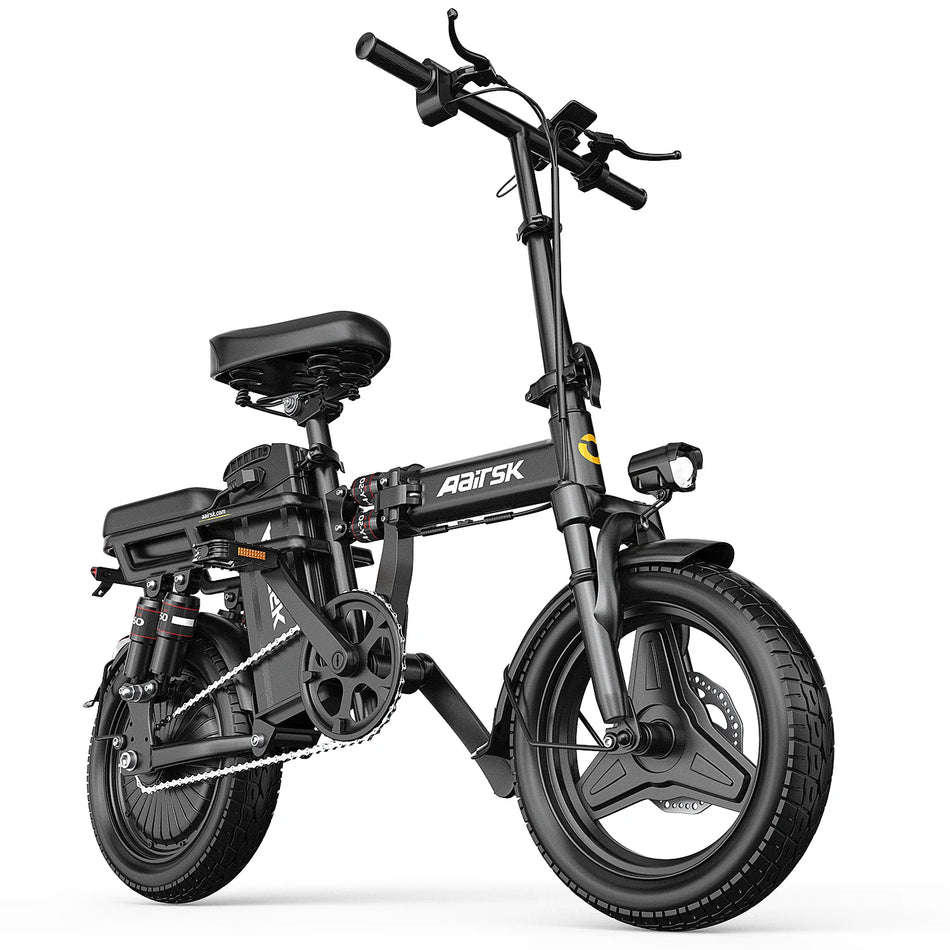 Aairsk RS5 500W Folding Electric Bike – 14" Urban Commuter E-Bike 48V 15Ah Battery