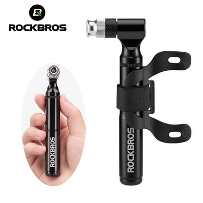 ROCKBROS Mini 130PSI Bicycle Pump Aluminum Alloy Wear-resistant Portable Drop-proof Bike Inflator For AV FV Ultralight Air Pump