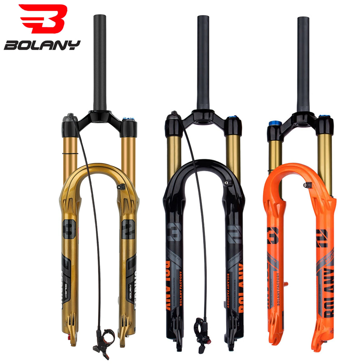 BOLANY MTB Air Suspension Fork 120mm Travel 27.5/29’’ Lightweight Magnesium Alloy Quick Release Front Fork - Suspension
