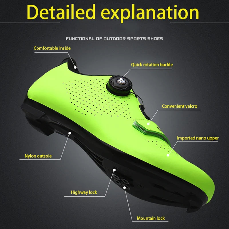 Unisex MTB Cycling Shoes – Breathable Flat & SPD Compatible Self-Locking Bicycle Shoes