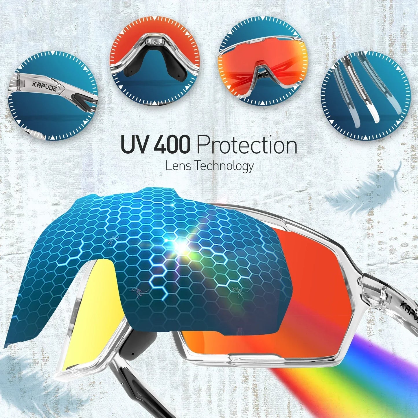 Kapvoe New UV400 Polarized Cycling Glasses Men Women Sports MTB Sunglasses Bicycle Eyewear