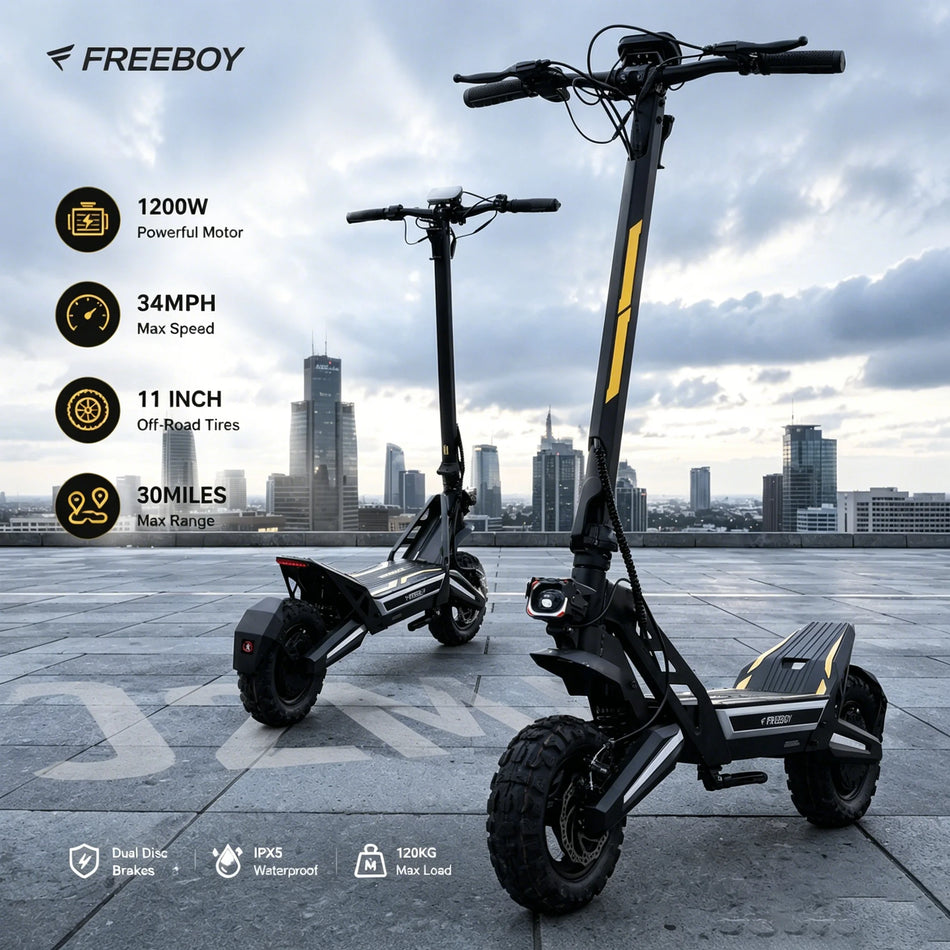 FREEBOY J2MAX 1200W Electric Scooter – 11" Pneumatic Tires
