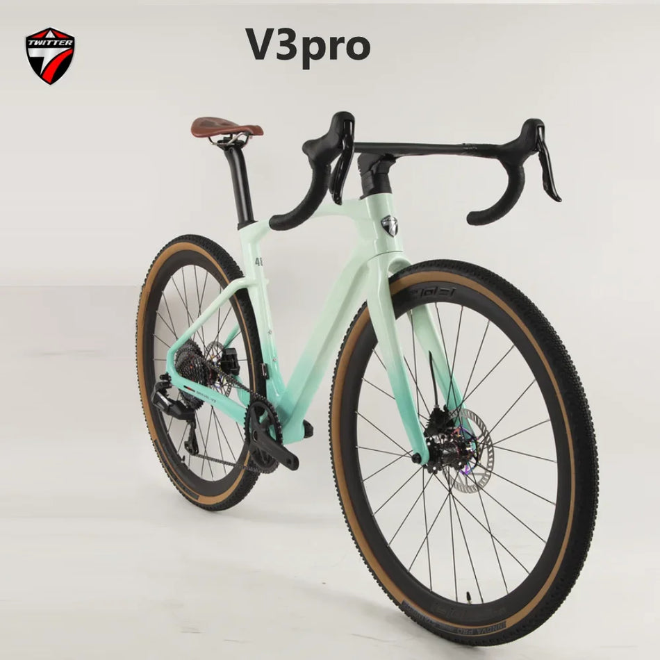 Twitter Gravel V3 GEX 13-Speed Carbon Fiber Gravel Road Bike with Hydraulic Disc Brakes Electronically Shifting Unisex Bike 700*40C Wheels