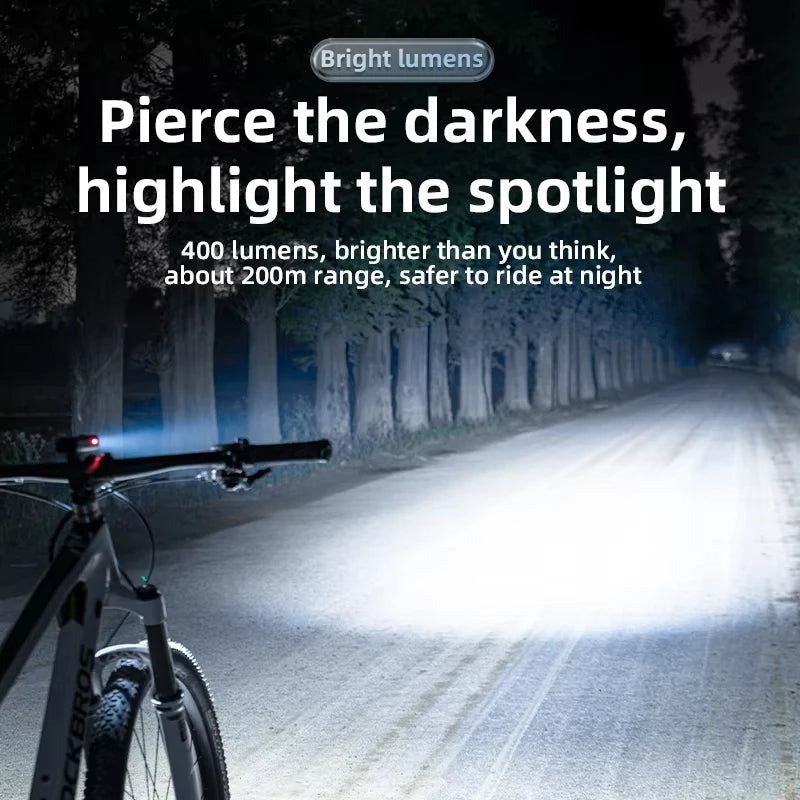 ROCKBROS USB-C Rechargeable Bicycle Front Light – 2000mAh LED Waterproof MTB & Road Headlight