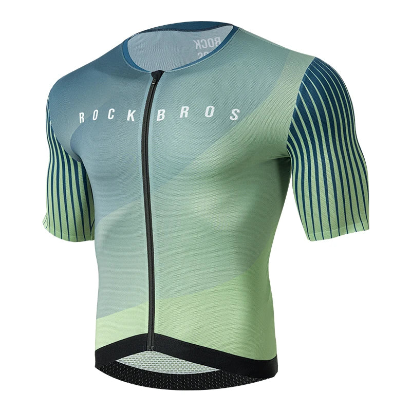 ROCKBROS Men's MTB Cycling Jersey Summer Sportswear Breathable T-Shirt Mountain Bike High-Quality YKK Zipper Short Sleeve GEL Pad