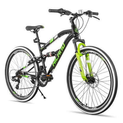 Hiland 26 Inch Mountain Bike,Full-Suspension 21 Speeds Drivetrain with Disc-Brake MTB Bicycle,for Men Women