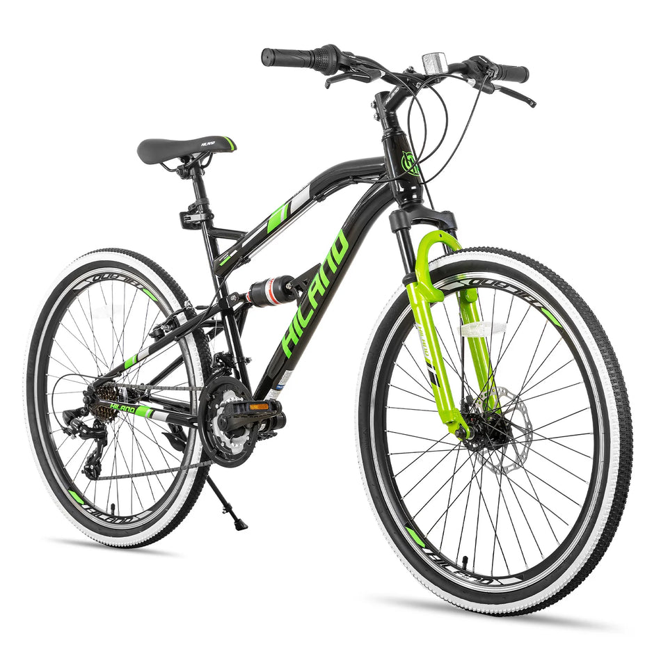 Hiland 26 Inch Mountain Bike,Full-Suspension 21 Speeds Drivetrain with Disc-Brake MTB Bicycle,for Men Women