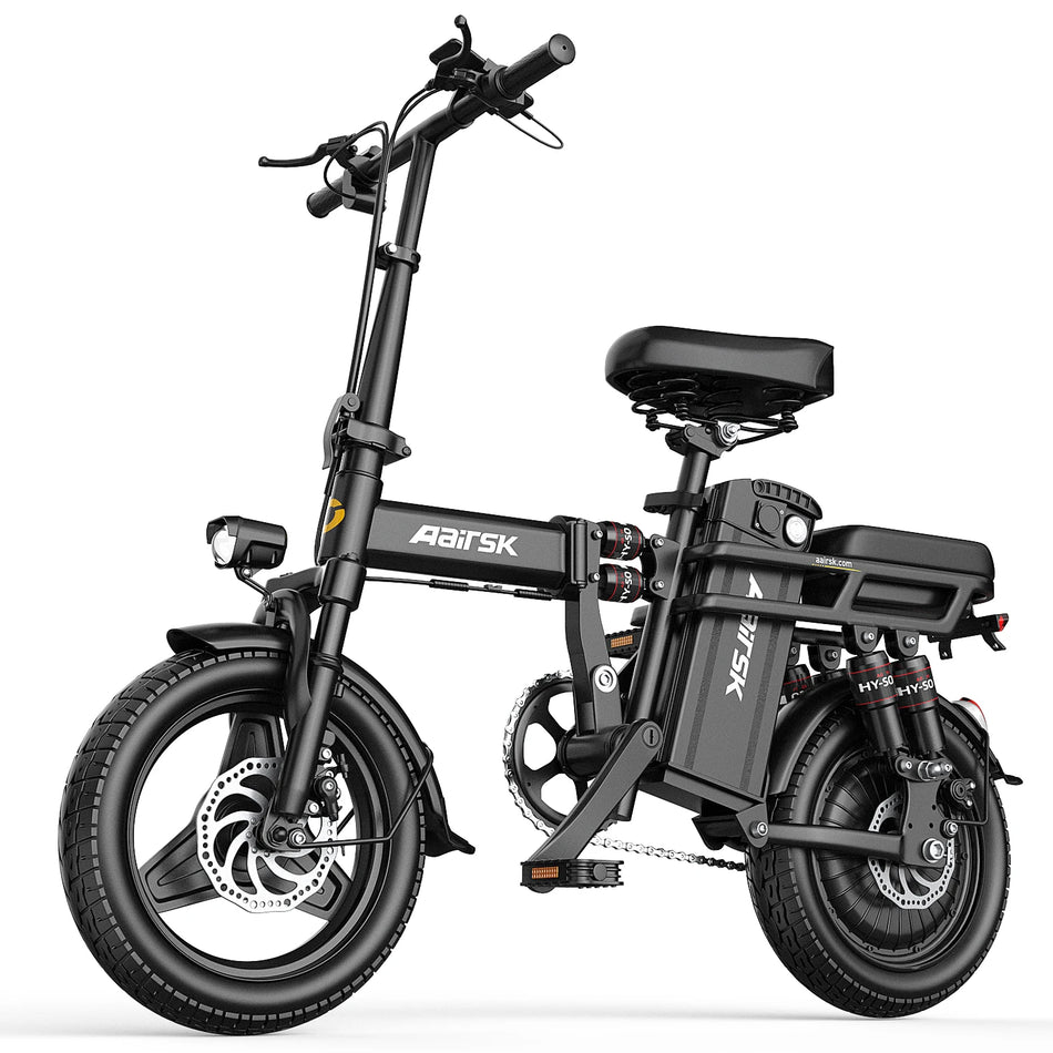 Aairsk RS5 500W Folding Electric Bike – 14" Urban Commuter E-Bike 48V 15Ah Battery