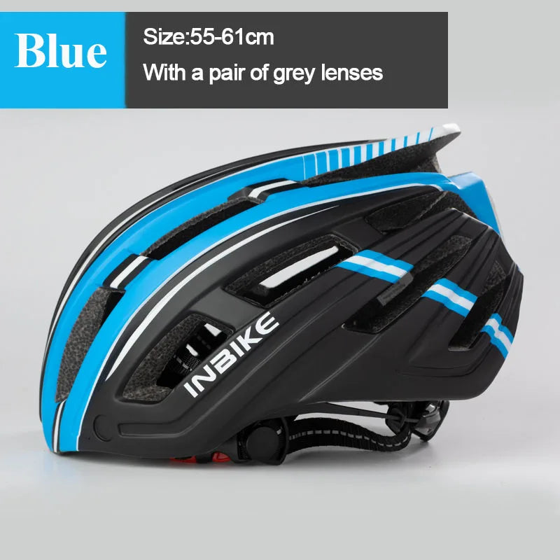 INBIKE Ultralight Men's Bicycle Helmet with Goggles And Taillight for MTB Road Cycling - Adult Integrally-Molded Bike Safety Gear