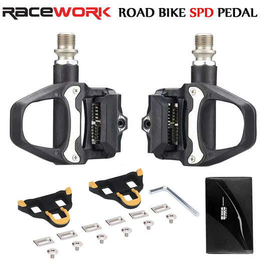 RACEWORK Road Bike Pedal Nylon Bicycle Locking pedals Cycling Bearing Cleats Clipless Pedal For SPD SL System With Locking plate