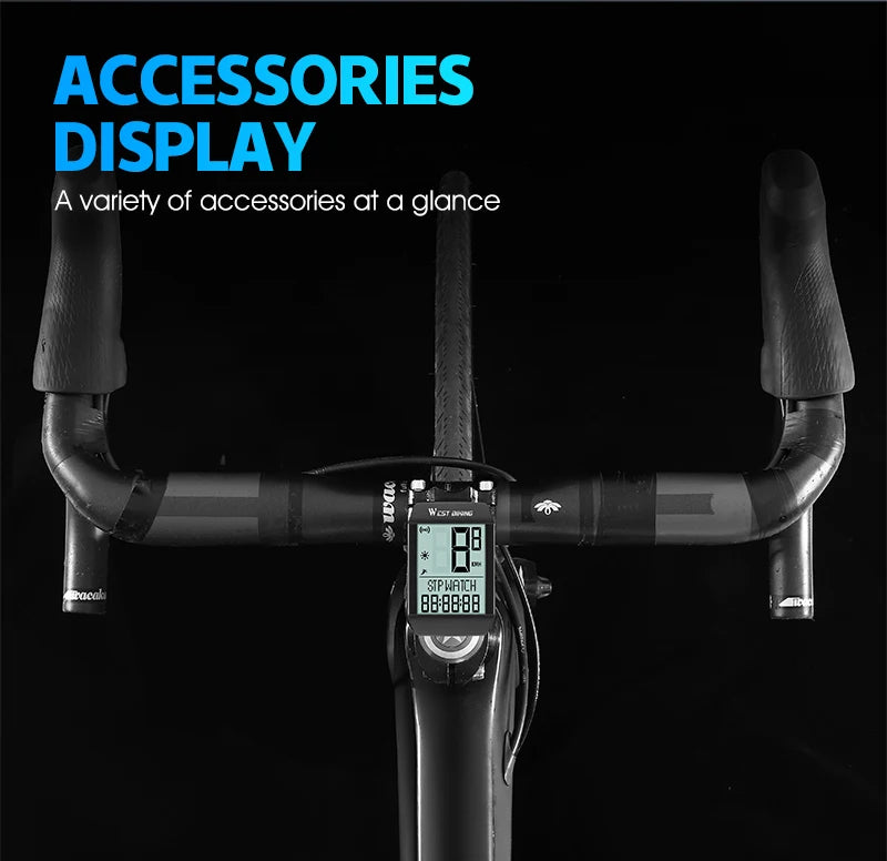 5 Language Waterproof Bicycle Computer Wireless Wired Cycling Odometer Auto Wake & Sleep Bike Speedometer LED Screen Stopwatch