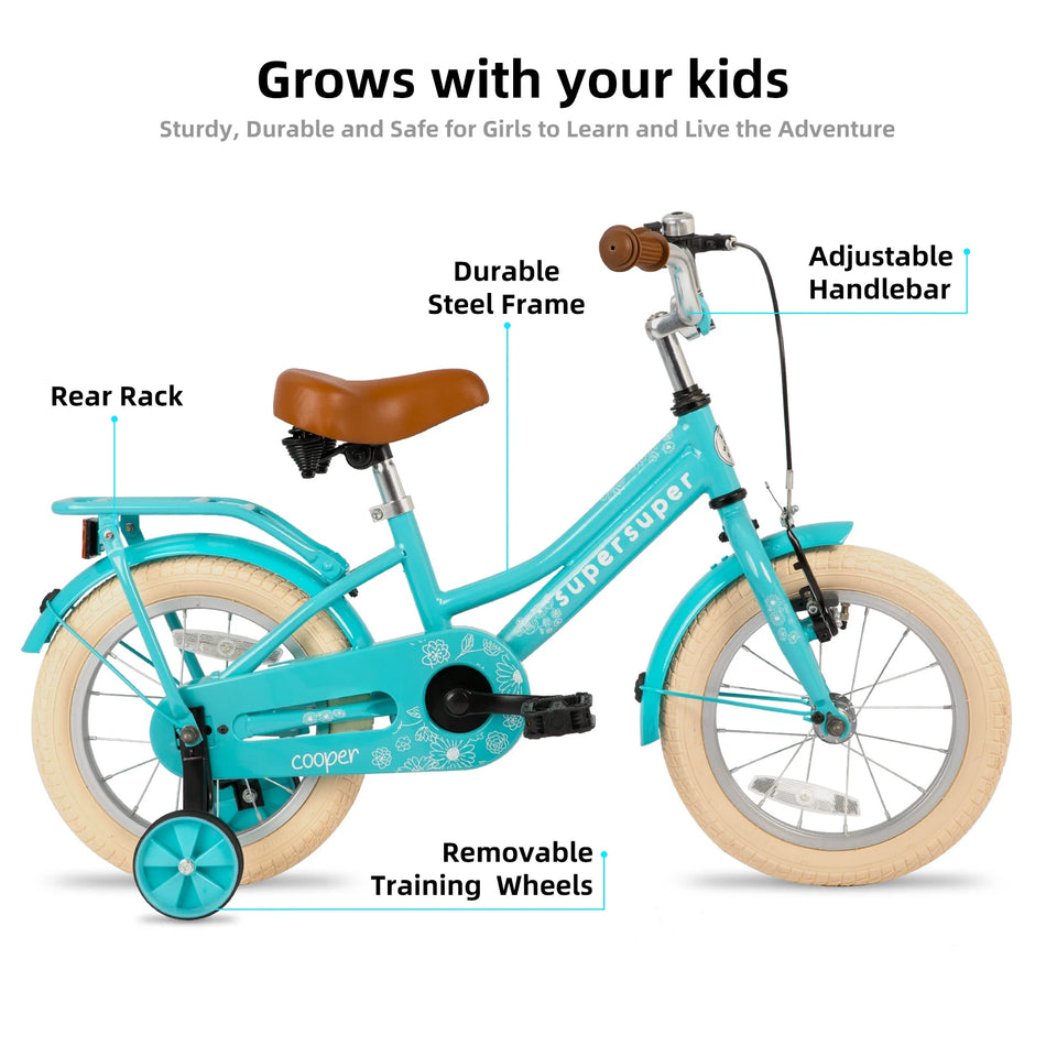 JOYSTAR Cooper Girls Bike 2-12 Years Old Toddlers and Kids, 12" 14" 16" Kids Bike with Training Wheels