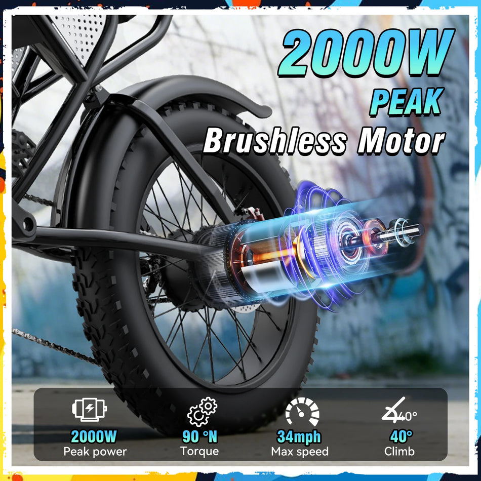 RIDSTAR Q30 2000W Electric Mountain Bike – 20Ah Battery, 33 MPH & 88-Mile Range