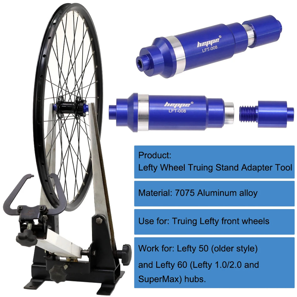 HEPPE Lefty Hub Wheel Repair Tool Truing Stand Axle to QR Adapter for Lefty 50/60 Hubs Mountain Bike Wheel Maintenance