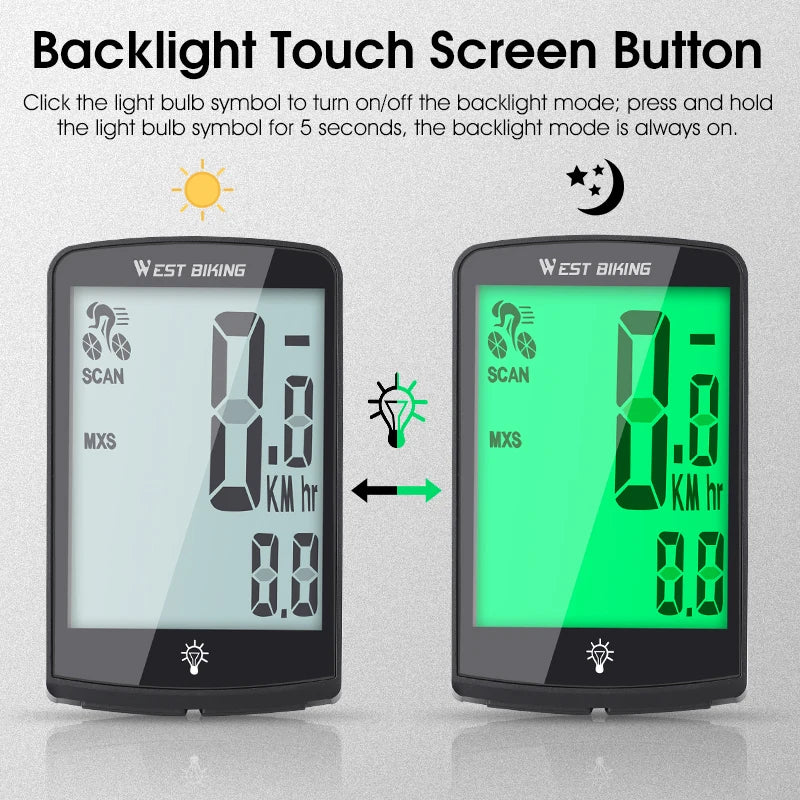 WEST BIKING Wireless Cycling Computer 3.4 Inch Super Large Screen