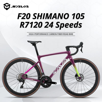 SAVA 2024 F20 Hawkeye Carbon Fiber Road Bike,  R16-R7120 24 Speeds, SHIMANO 105 R7120 Group Set And Hydraulic Disc